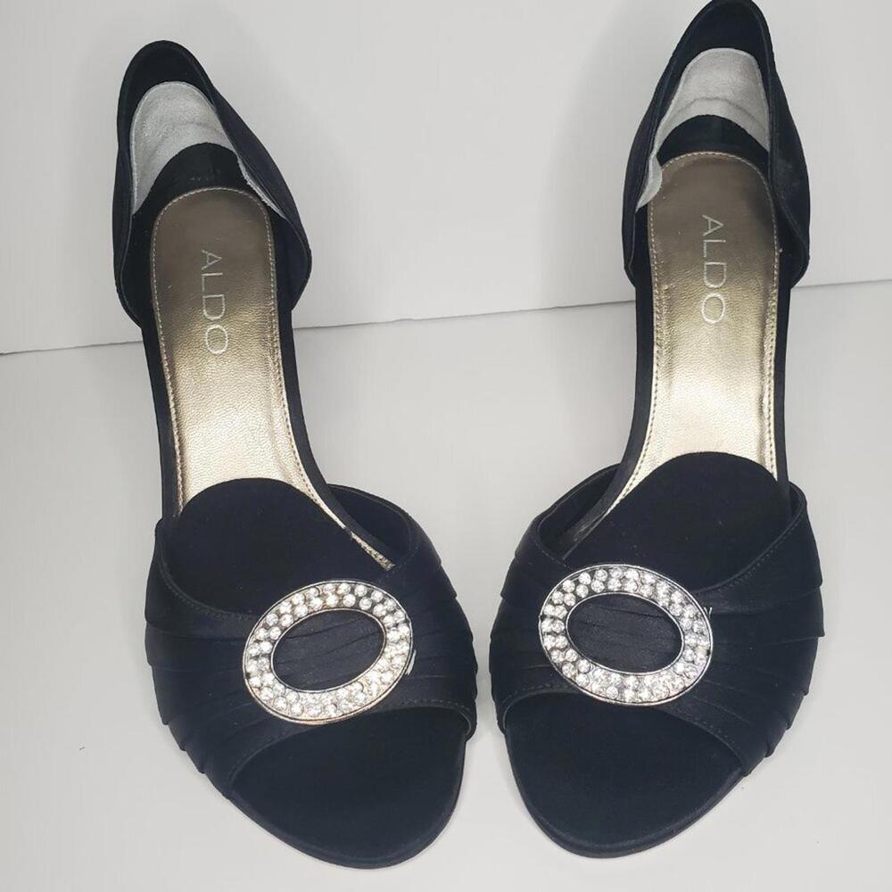 Aldo Black Open Toe Heels Size 38